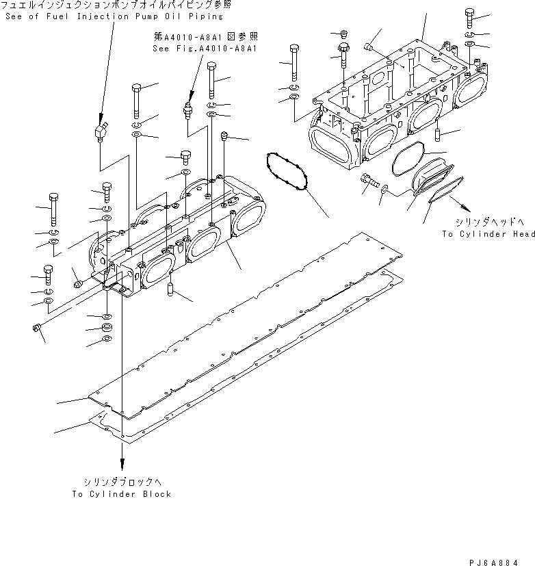 Engines Komatsu / SA12V170-1D-EA S/N 10001-UP(sa12v1rc) / AIR INTAKE MANIFOLD(#10193-)(030090 : A1310-A8A1A)