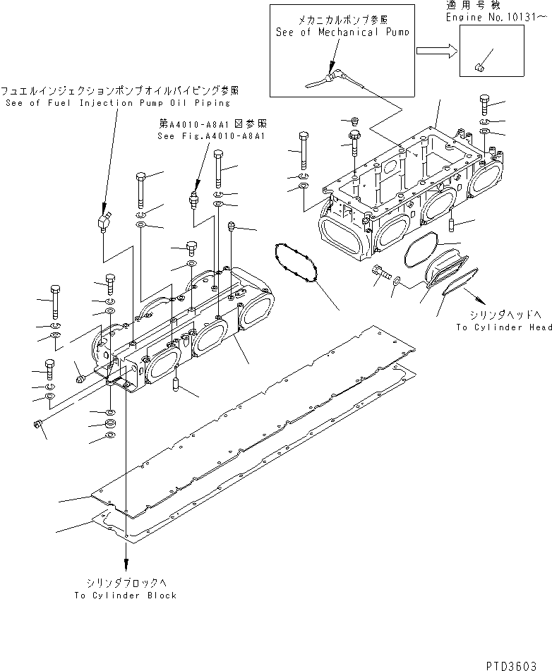 Engines Komatsu / SA12V170-1D-EA S/N 10001-UP(sa12v1rc) / AIR INTAKE MANIFOLD(#10097-10192)(030100 : A1310-B8A1)