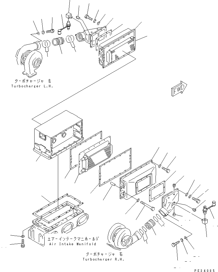 Engines Komatsu / SA12V170-1D-EA S/N 10001-UP(sa12v1rc) / AFTER COOLER(#10097-10192)(030140 : A1310-D8A1)