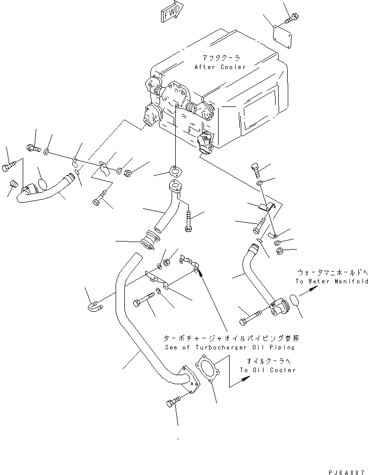 Engines Komatsu / SA12V170-1D-EA S/N 10001-UP(sa12v1rc) / AFTER COOLER WATER PIPING(#10193-)(030150 : A1310-D8A1A)