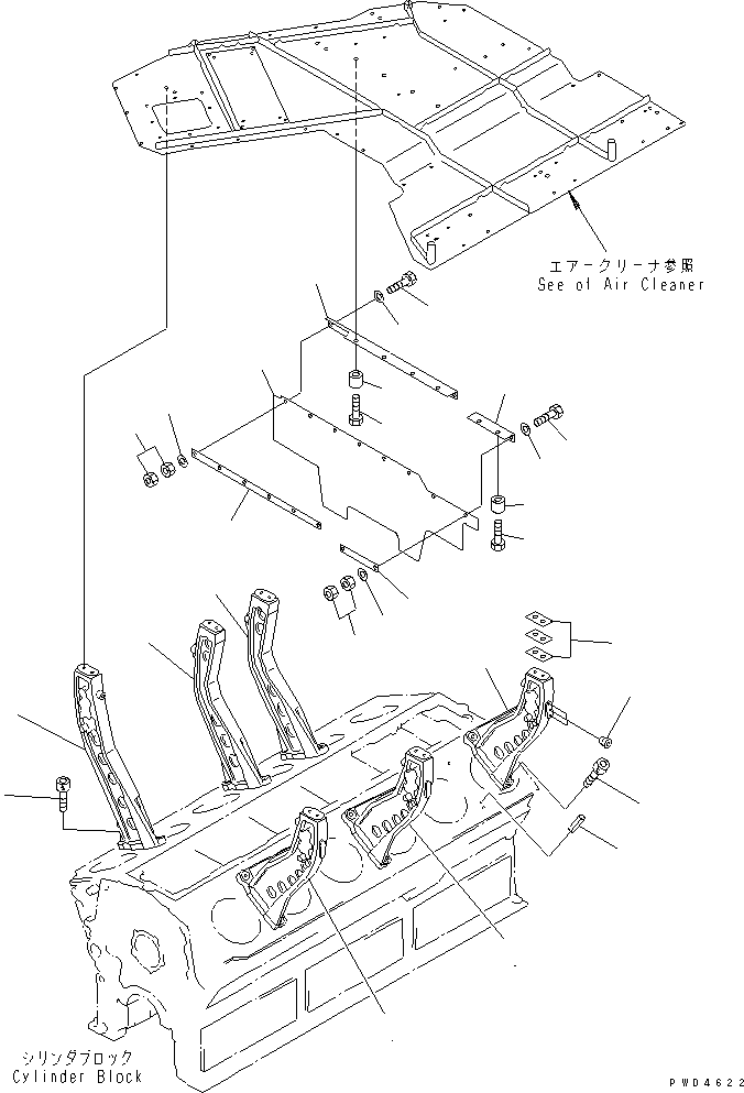 Engines Komatsu / SA12V170-1D-EA S/N 10001-UP(sa12v1rc) / AIR CLEANER AND MUFFLER SUPPORT(#10024-10180)(030220 : A1410-C8A1)