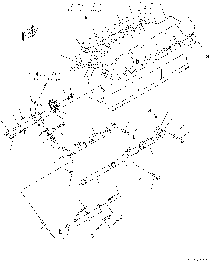 Engines Komatsu / SA12V170-1D-EA S/N 10001-UP(sa12v1rc) / EXHAUST MANIFOLD(#10210-)(030260 : A1510-A8A1B)