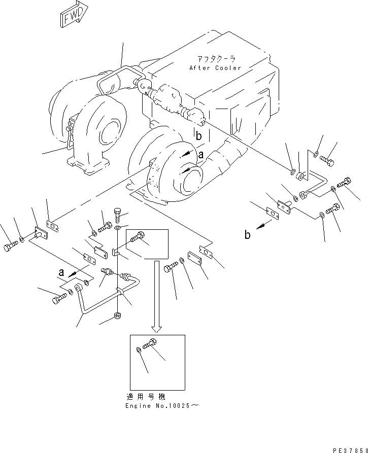Engines Komatsu / SA12V170-1D-EA S/N 10001-UP(sa12v1rc) / TURBOCHARGER WATER PIPING(#10024-10192)(030290 : A1530-B8A1)