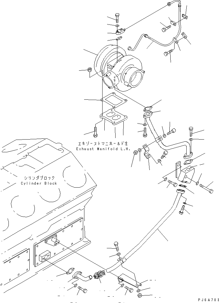 Engines Komatsu / SA12V170-1D-EA S/N 10001-UP(sa12v1rc) / TURBOCHARGER AND OIL PIPING (ENGINE L.H. SIDE)(#10193-10238)(030300 : A1530-B8A1A)