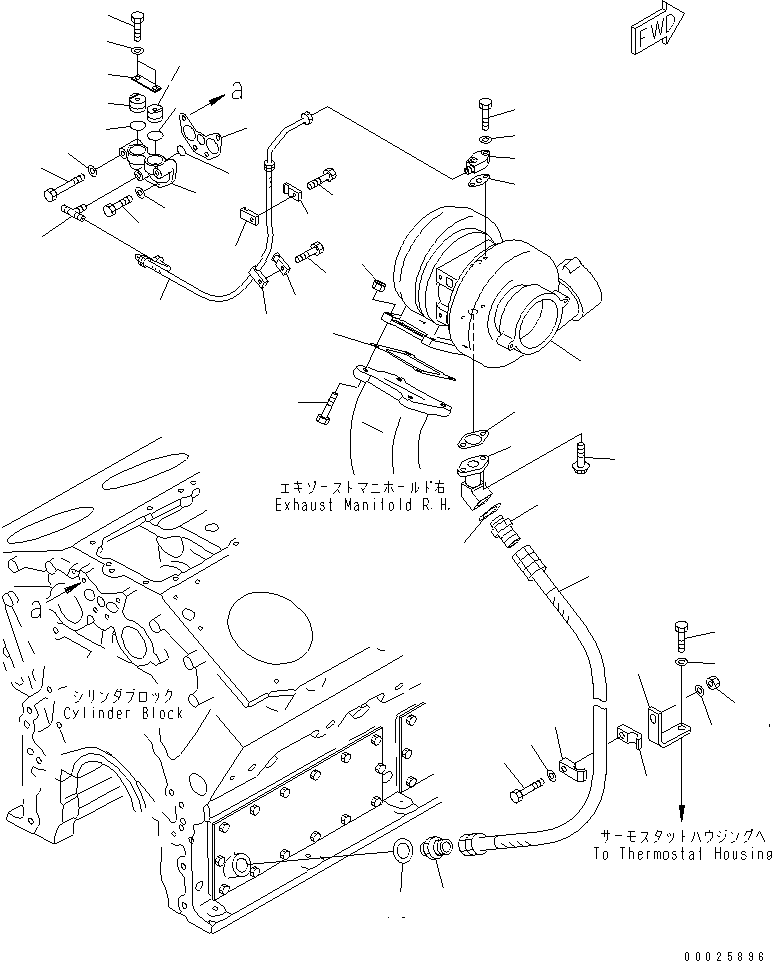 Engines Komatsu / SA12V170-1D-EA S/N 10001-UP(sa12v1rc) / TURBOCHARGER AND OIL PIPING (ENGINE R.H. SIDE)(#10239-)(030330 : A1530-D8A1A)