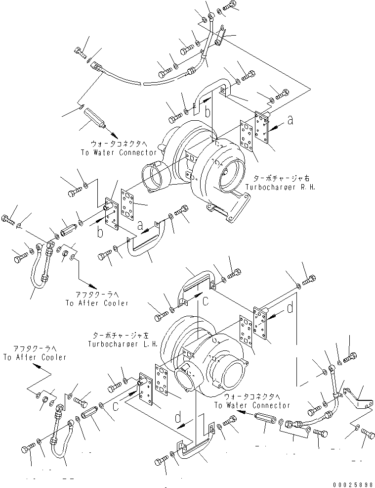 Engines Komatsu / SA12V170-1D-EA S/N 10001-UP(sa12v1rc) / TURBOCHARGER WATER PIPING(#10239-)(030350 : A1530-F8A1A)