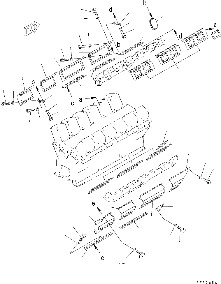 Engines Komatsu / SA12V170-1D-EA S/N 10001-UP(sa12v1rc) / EXHAUST MANIFOLD COVER(#10024-10096)(030370 : A1570-A8A1)