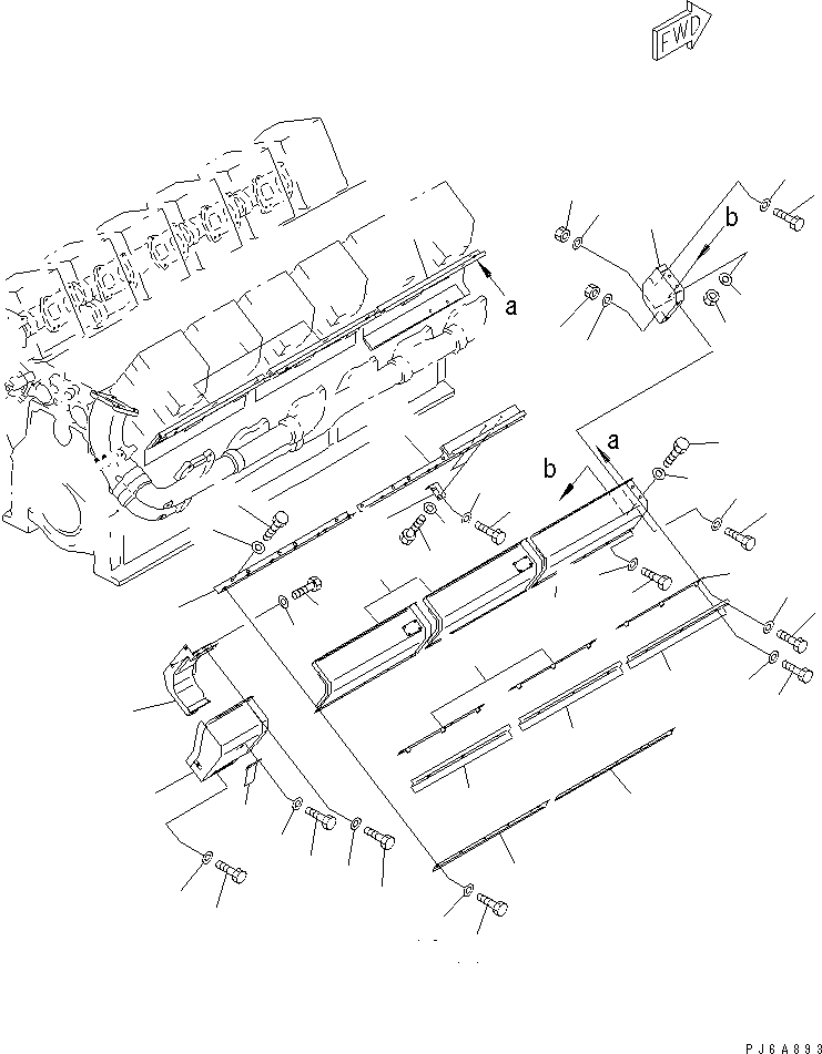 Engines Komatsu / SA12V170-1D-EA S/N 10001-UP(sa12v1rc) / EXHAUST MANIFOLD COVER (ENGINE R.H. SIDE)(#10193-)(030390 : A1570-A8A1B)