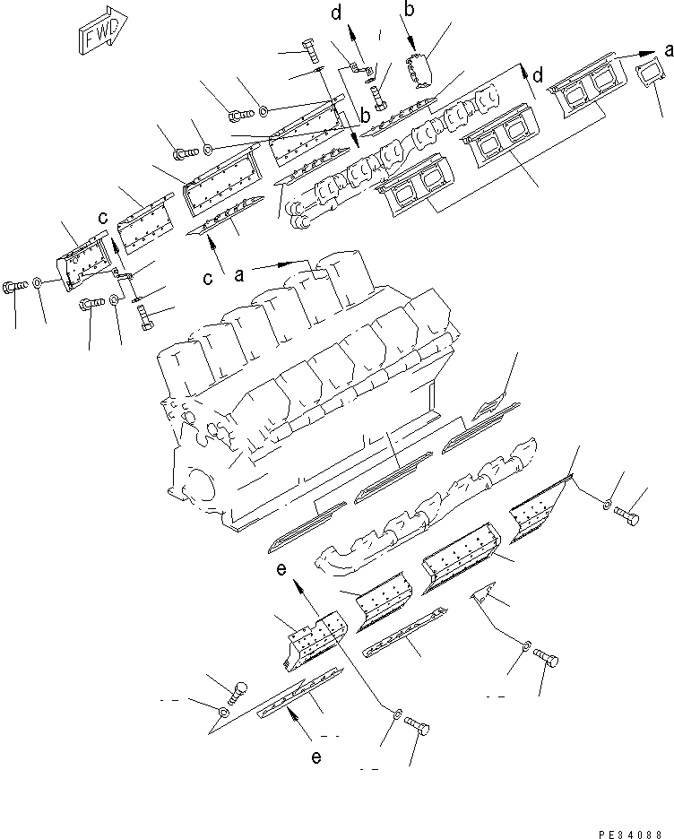 Engines Komatsu / SA12V170-1D-EA S/N 10001-UP(sa12v1rc) / EXHAUST MANIFOLD COVER(#10097-10172)(030400 : A1570-B8A1)