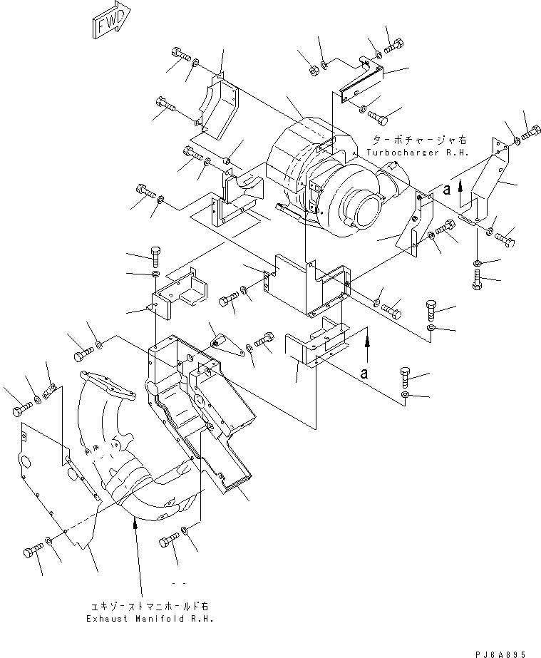 Engines Komatsu / SA12V170-1D-EA S/N 10001-UP(sa12v1rc) / TURBOCHARGER COVER (ENGINE R.H. SIDE)(#10193-)(030440 : A1570-C8A1B)