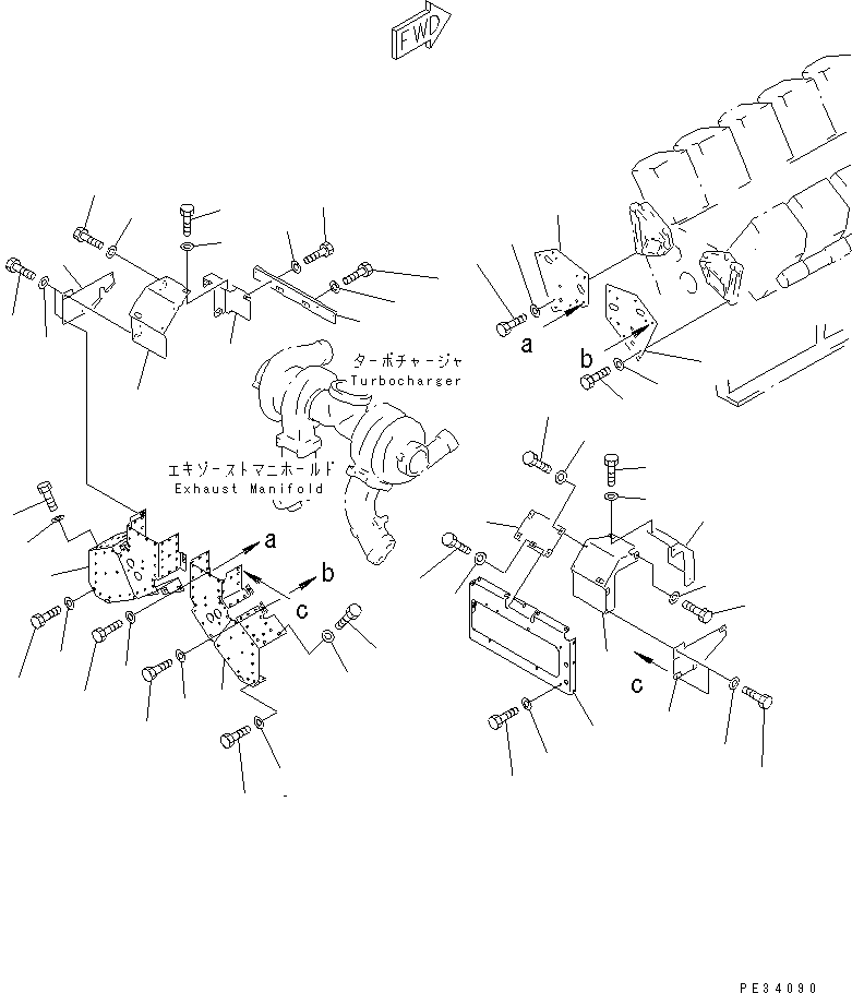 Engines Komatsu / SA12V170-1D-EA S/N 10001-UP(sa12v1rc) / TURBOCHARGER COVER(#10097-10172)(030450 : A1570-D8A1)