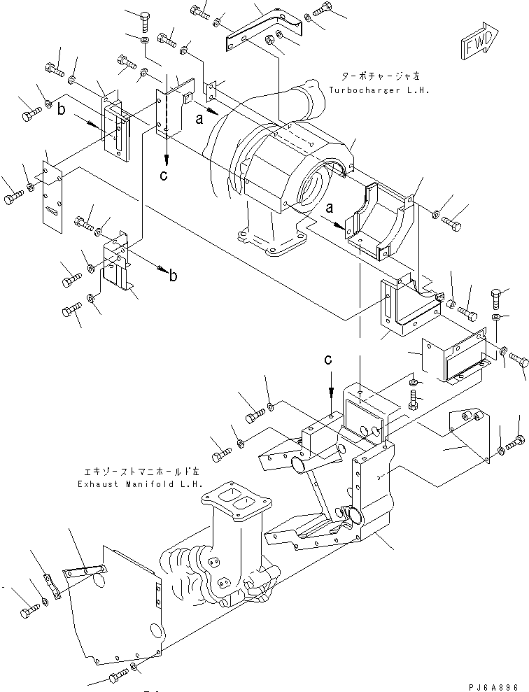 Engines Komatsu / SA12V170-1D-EA S/N 10001-UP(sa12v1rc) / TURBOCHARGER COVER (ENGINE L.H. SIDE)(#10193-)(030460 : A1570-D8A1B)