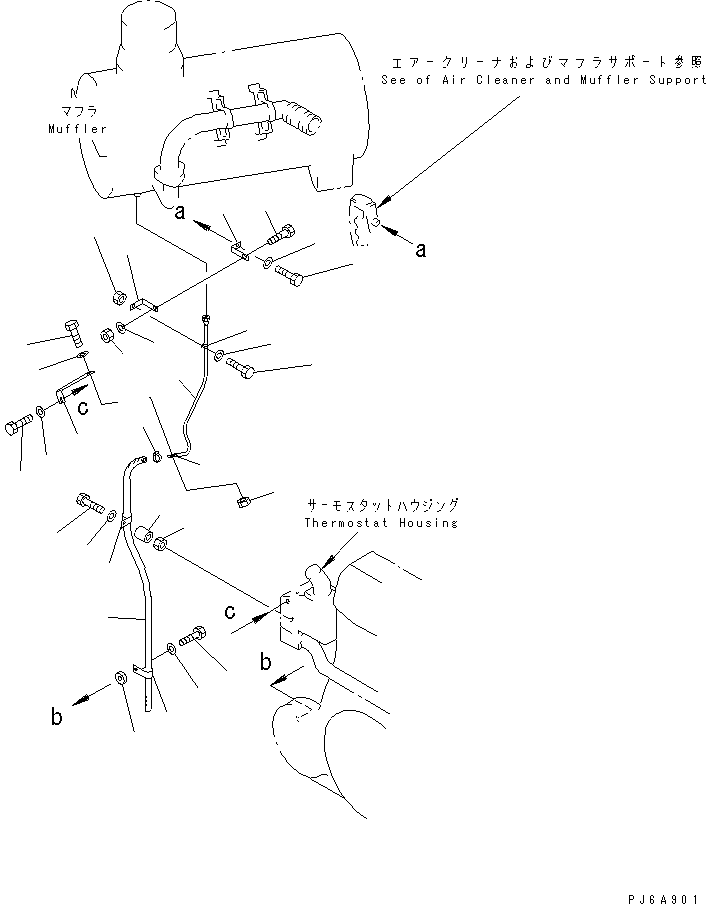 Engines Komatsu / SA12V170-1D-EA S/N 10001-UP(sa12v1rc) / MUFFLER DRAIN PIPING(#10193-)(030520 : A1610-B8A2A)