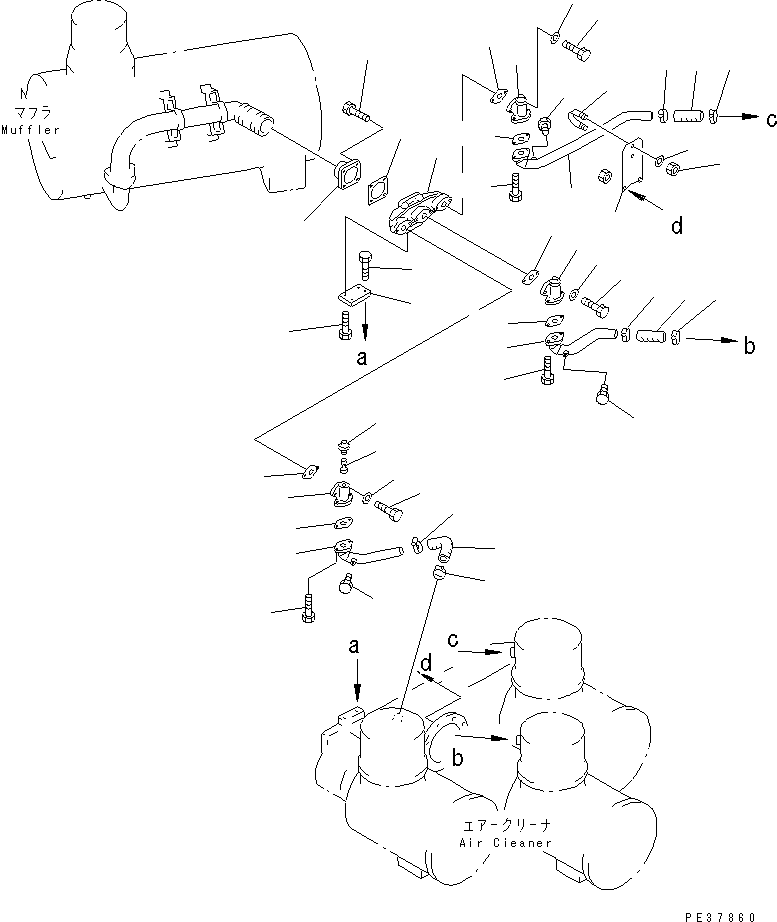 Engines Komatsu / SA12V170-1D-EA S/N 10001-UP(sa12v1rc) / MUFFLER EJECTOR PIPING(#10024-10180)(030530 : A1610-C8A1)