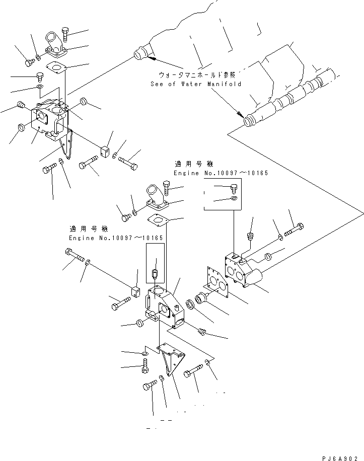 Engines Komatsu / SA12V170-1D-EA S/N 10001-UP(sa12v1rc) / THERMOSTAT HOUSING(#10097-10192)(030580 : A1730-A8A2)