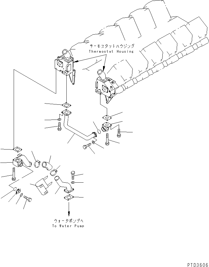 Engines Komatsu / SA12V170-1D-EA S/N 10001-UP(sa12v1rc) / THERMOSTAT WATER PIPING(#10097-10192)(030600 : A1730-B8A2)