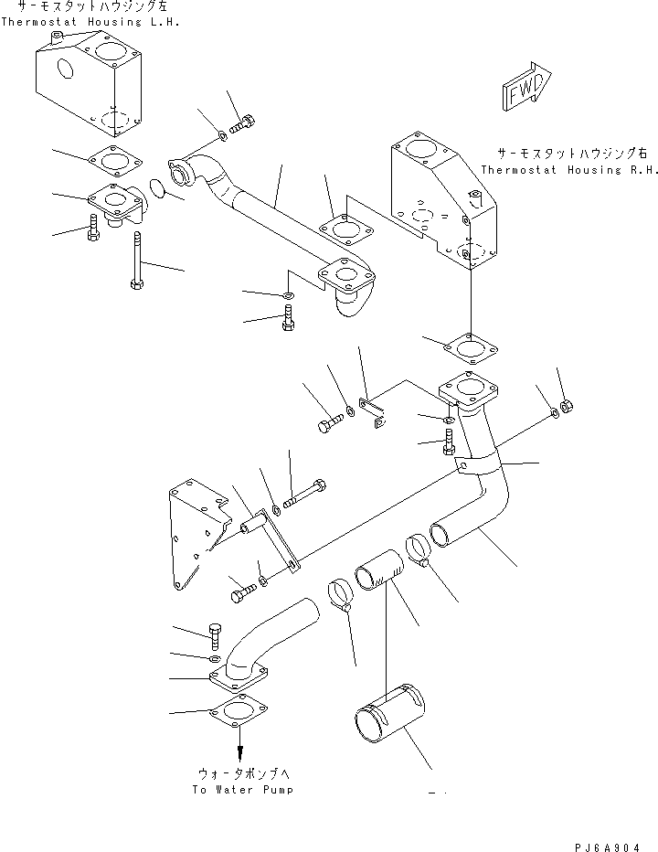 Engines Komatsu / SA12V170-1D-EA S/N 10001-UP(sa12v1rc) / THERMOSTAT WATER PIPING(#10193-)(030610 : A1730-B8A2A)