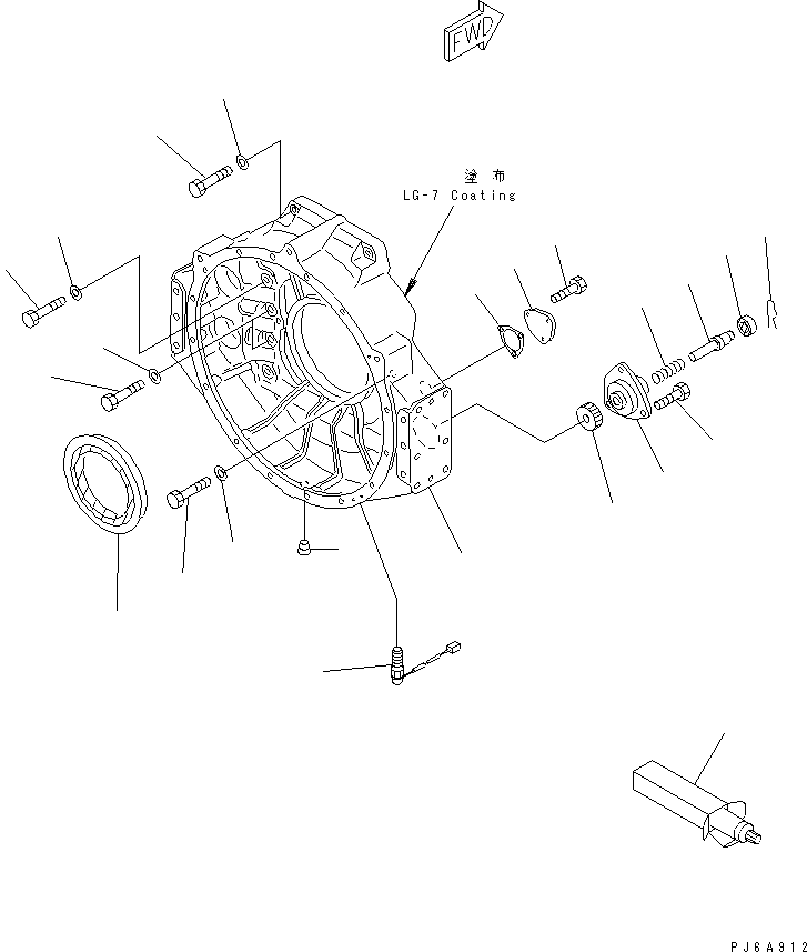 Engines Komatsu / SA12V170-1D-EA S/N 10001-UP(sa12v1rc) / FLYWHEEL HOUSING(#10097-)(030870 : A2210-A8A1)