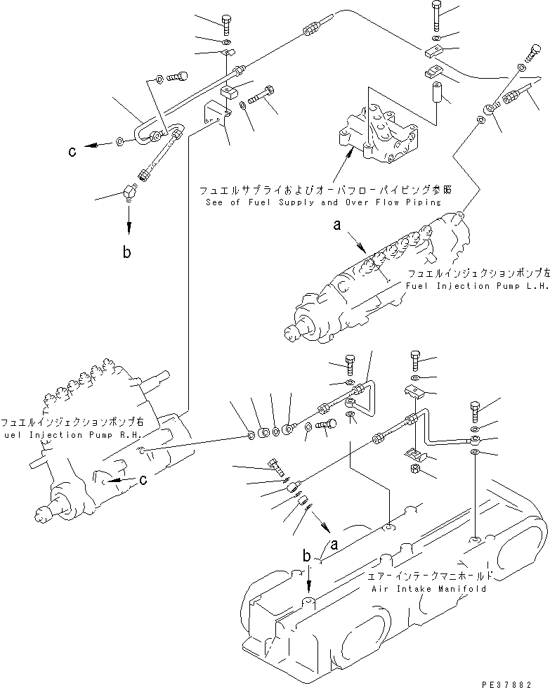 Engines Komatsu / SA12V170-1D-EA S/N 10001-UP(sa12v1rc) / FUEL INJECTION PUMP OIL PIPING(#10024-10096)(031270 : A406A-A8A1)