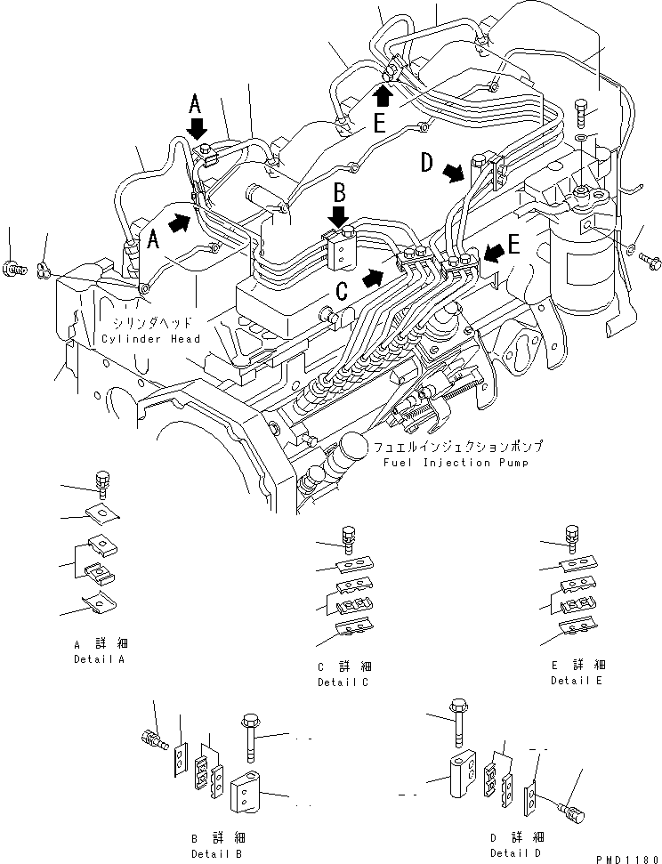 Engines Komatsu / SA6D102E-1C-Z S/N 26200467-UP(sa6d100c) / INJECTION PIPING(#26201322-26237142)(030990 : A411S-01A0)
