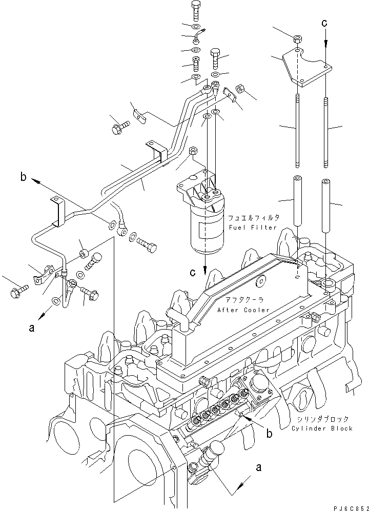 Engines Komatsu / SA6D102E-1C-Z S/N 26200467-UP(sa6d100c) / FUEL FILTER MOUNTING AND PIPING(#26201322-26291074)(031020 : A4110-01A0Z)