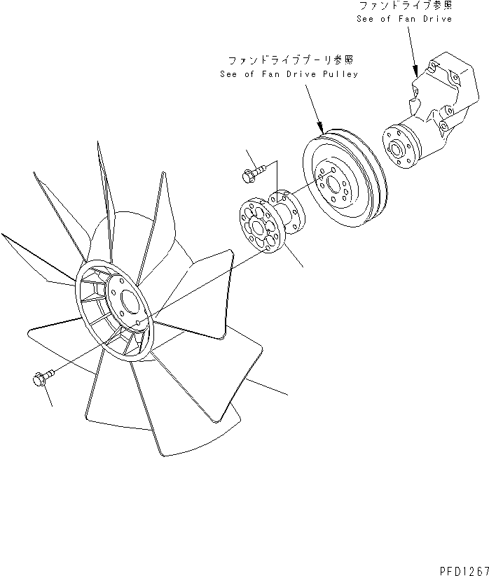 Engines Komatsu / SA6D102E-1C-Z S/N 26200467-UP(sa6d100c) / COOLING FAN(#26201322-)(031190 : A5030-01A1)