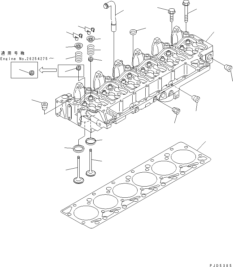 Komatsu parts book diagram for SA6D102E-1B S/N 26200467-UP: CYLINDER HEAD(#26201322-)