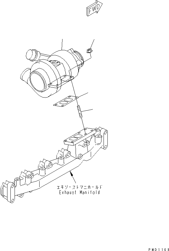 Komatsu parts book diagram for SA6D102E-1B S/N 26200467-UP: TURBOCHARGER MOUNTING(#26200467-26233079)