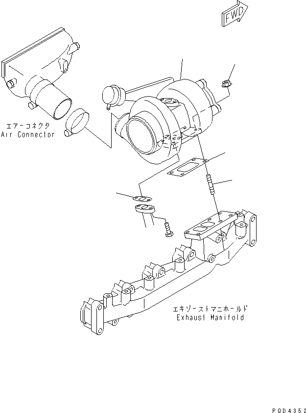 Komatsu parts book diagram for SA6D102E-1B S/N 26200467-UP: TURBOCHARGER MOUNTING(#26233080-)