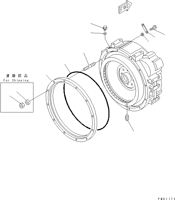 Komatsu parts book diagram for SA6D102E-1B S/N 26200467-UP: FLYWHEEL HOUSING PLUG AND SPACER