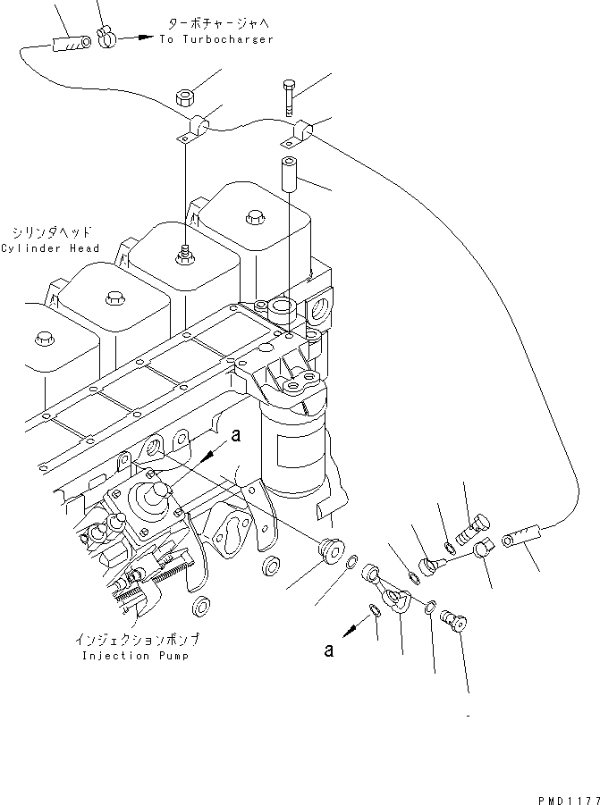 Komatsu parts book diagram for SA6D102E-1B S/N 26200467-UP: BOOST TUBE