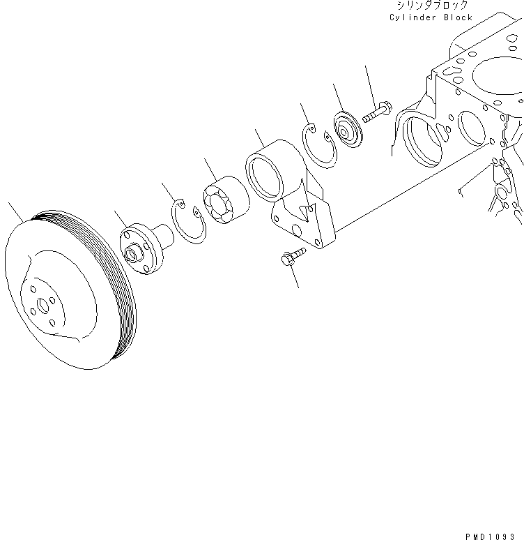 Komatsu parts book diagram for SA6D102E-1B S/N 26200467-UP: FAN DRIVE PULLEY