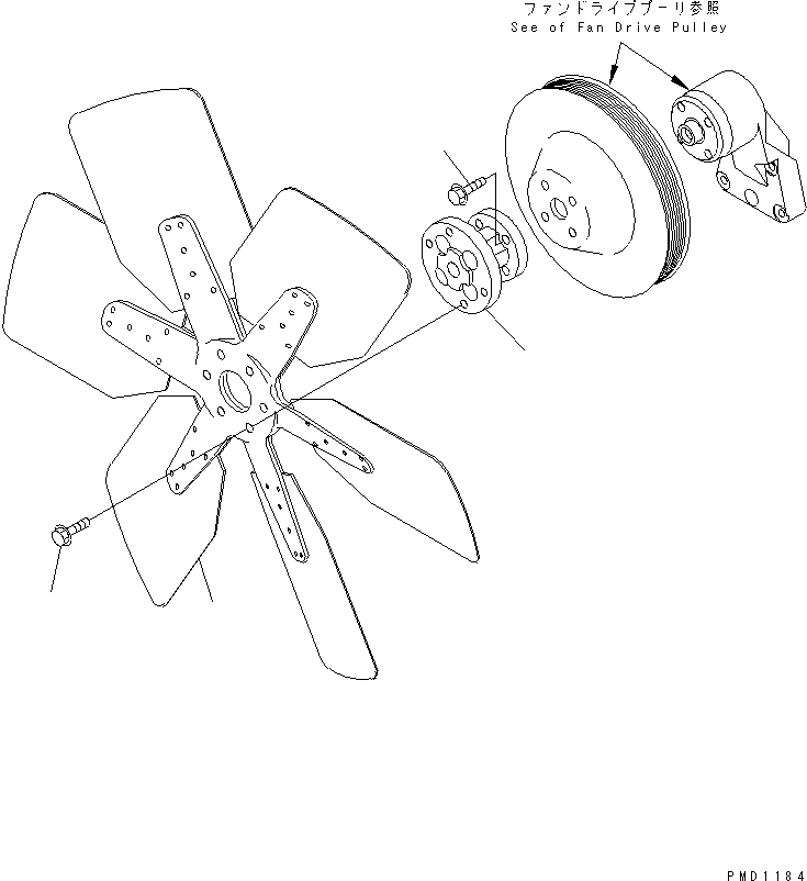 Komatsu parts book diagram for SA6D102E-1B S/N 26200467-UP: COOLING FAN