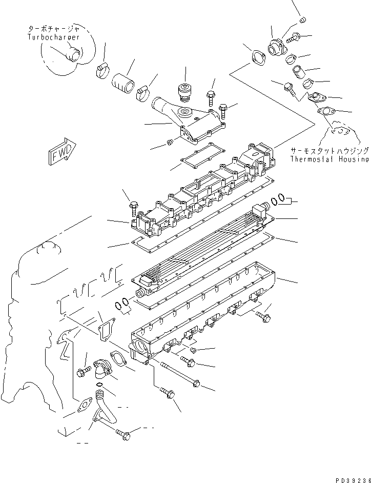 Engines Komatsu / SA6D108-1G S/N 16016-UP(sa6d107c) / AIR INTAKE MANIFOLD AND AFTER COOLER(030060 : A1310-B2B7)