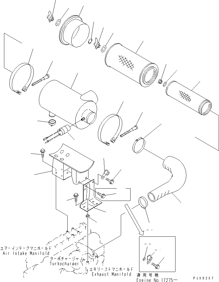 Engines Komatsu / SA6D108-1G S/N 16016-UP(sa6d107c) / AIR CLEANER(#16016-25366)(030070 : A1410-A2B4)