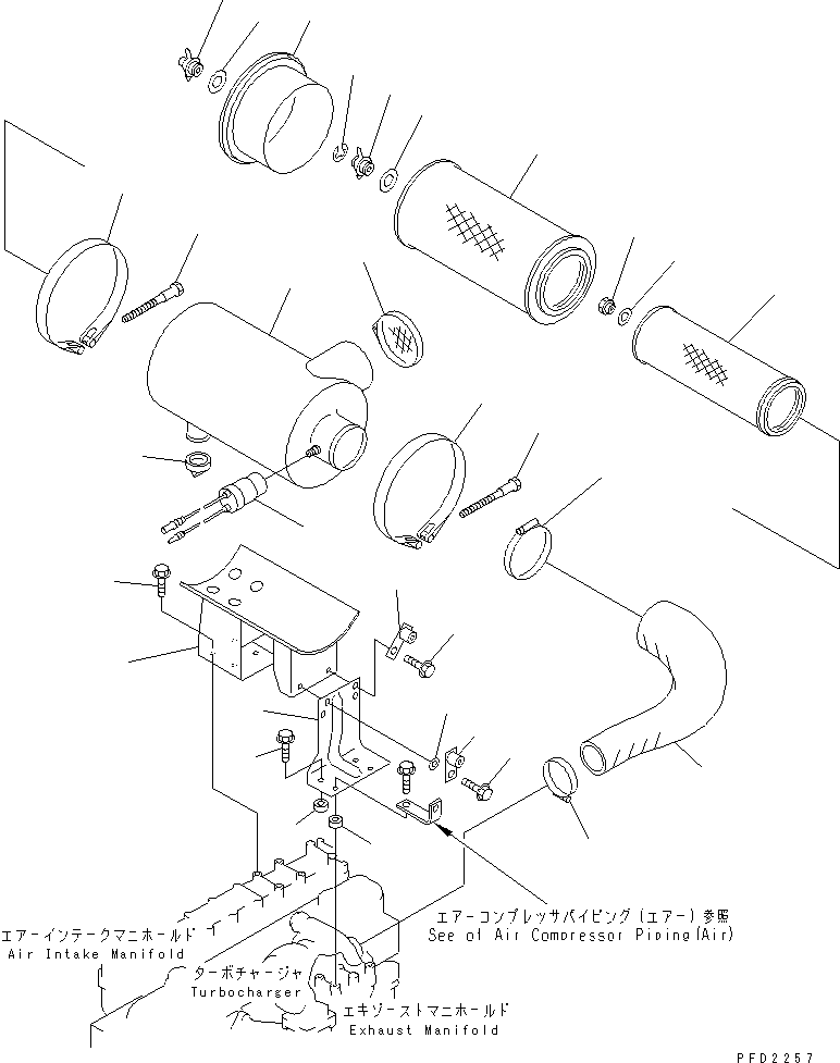 Engines Komatsu / SA6D108-1G S/N 16016-UP(sa6d107c) / AIR CLEANER (WITH AIR COMPRESSOR)(#26951-27770)(030110 : A1410-A2D6A)