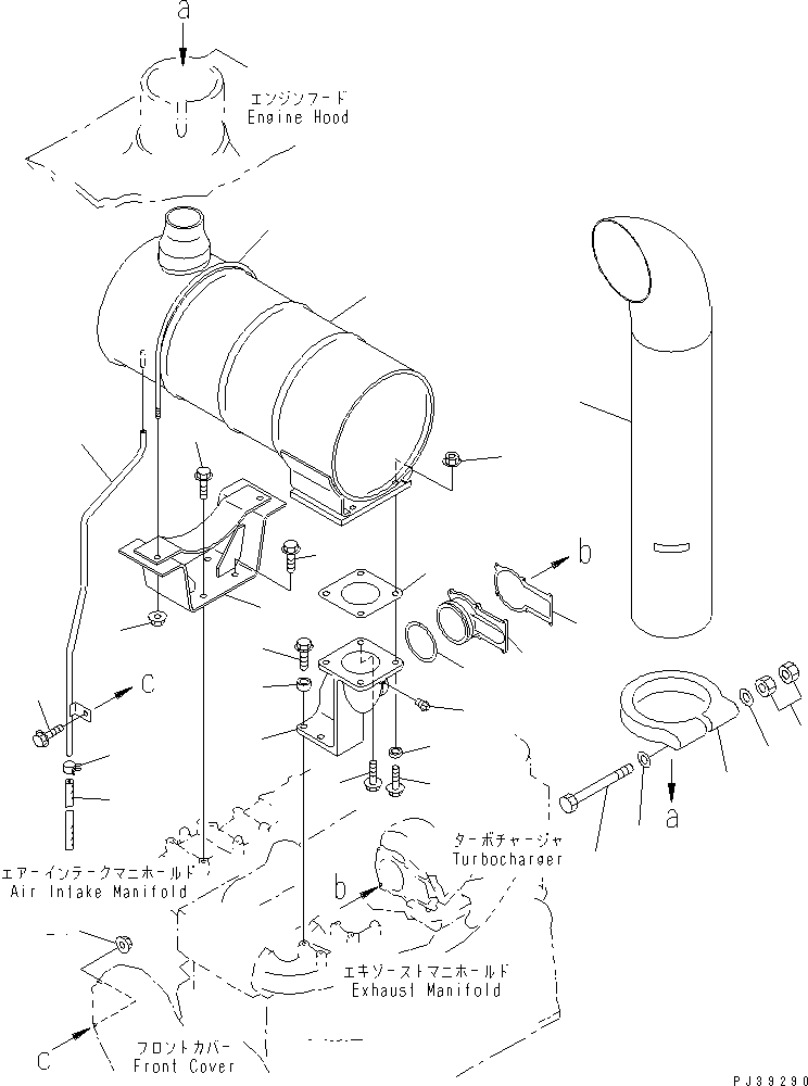 Engines Komatsu / SA6D108-1G S/N 16016-UP(sa6d107c) / MUFFLER(030220 : A1610-A2B2)