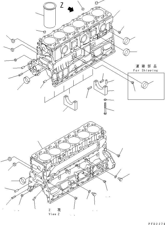 Engines Komatsu / SA6D108-1G S/N 16016-UP(sa6d107c) / CYLINDER BLOCK (WITH AIR COMPRESSOR)(030240 : A2010-A2D4)