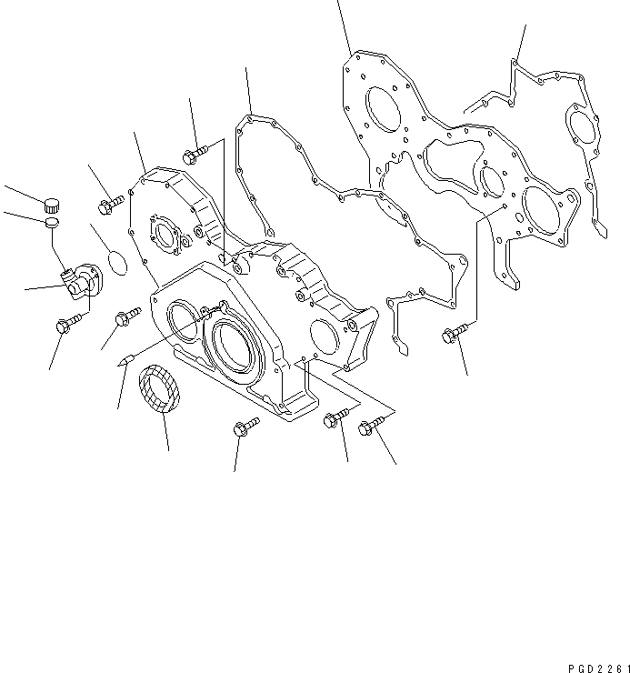 Engines Komatsu / SA6D108-1G S/N 16016-UP(sa6d107c) / FRONT COVER (WITH AIR COMPRESSOR) (GEAR BOX 7/8-18NS)(030280 : A2040-A2C6)