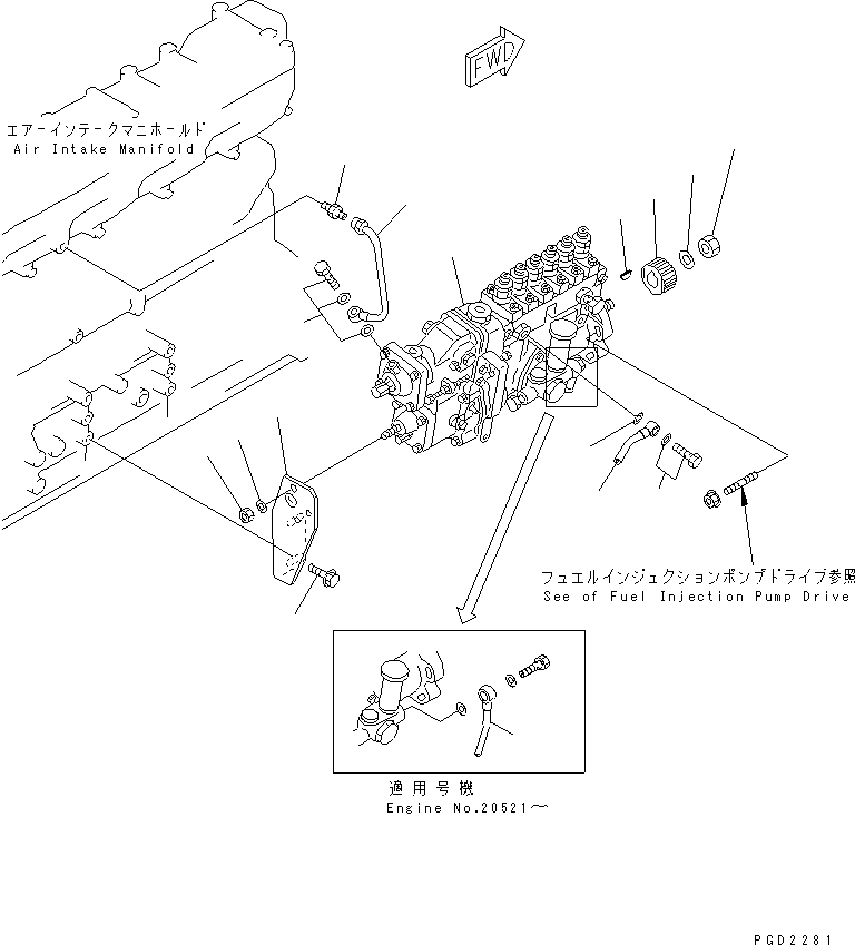 Engines Komatsu / SA6D108-1G S/N 16016-UP(sa6d107c) / FUEL INJECTION PUMP MOUNTING(030530 : A4010-A2B6)