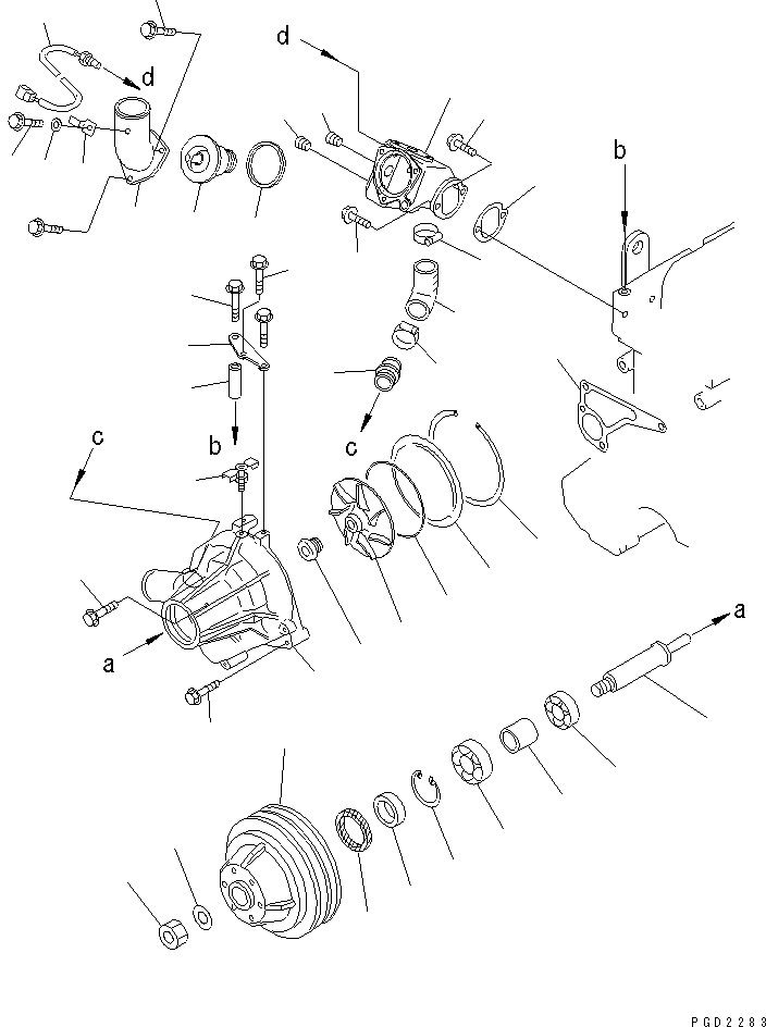 Engines Komatsu / SA6D108-1G S/N 16016-UP(sa6d107c) / WATER PUMP (WITH AIR COMPRESSOR)(030760 : A5010-A2G3)