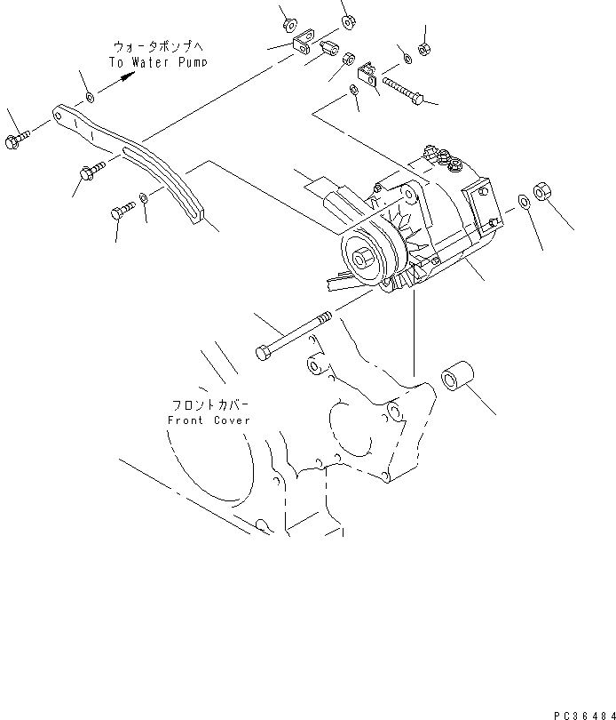 Engines Komatsu / SA6D108-1G S/N 16016-UP(sa6d107c) / ALTERNATOR MOUNTING (50A)(#16016-21038)(030790 : A6010-A2C5)