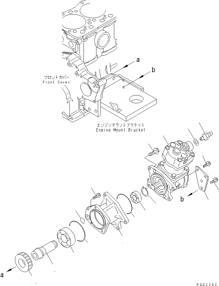 Engines Komatsu / SA6D108-1G S/N 16016-UP(sa6d107c) / AIR COMPRESSOR MOUNTING(#16016-28058)(030970 : A7010-A2A5)