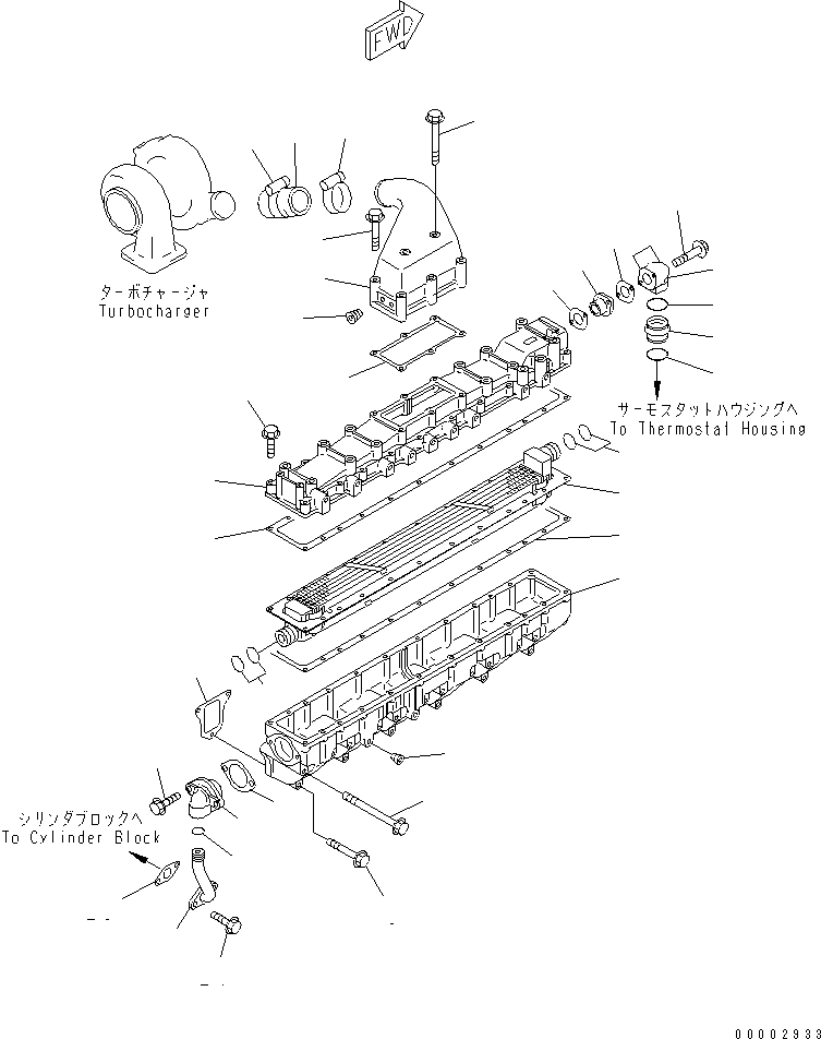 Komatsu parts book diagram for SA6D108-1A-7 S/N 10001-UP: AIR INTAKE MANIFOLD AND AFTER COOLER