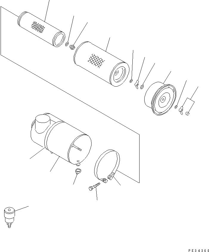 Komatsu parts book diagram for SA6D108-1A-7 S/N 10001-UP: AIR CLEANER (DOUBLE ELEMENT TYPE)(#10001-23277)