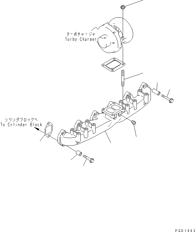 Komatsu parts book diagram for SA6D108-1A-7 S/N 10001-UP: EXHAUST MANIFOLD