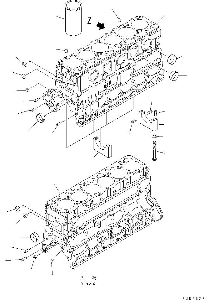 Komatsu parts book diagram for SA6D108-1A-7 S/N 10001-UP: CYLINDER BLOCK(#29403-)