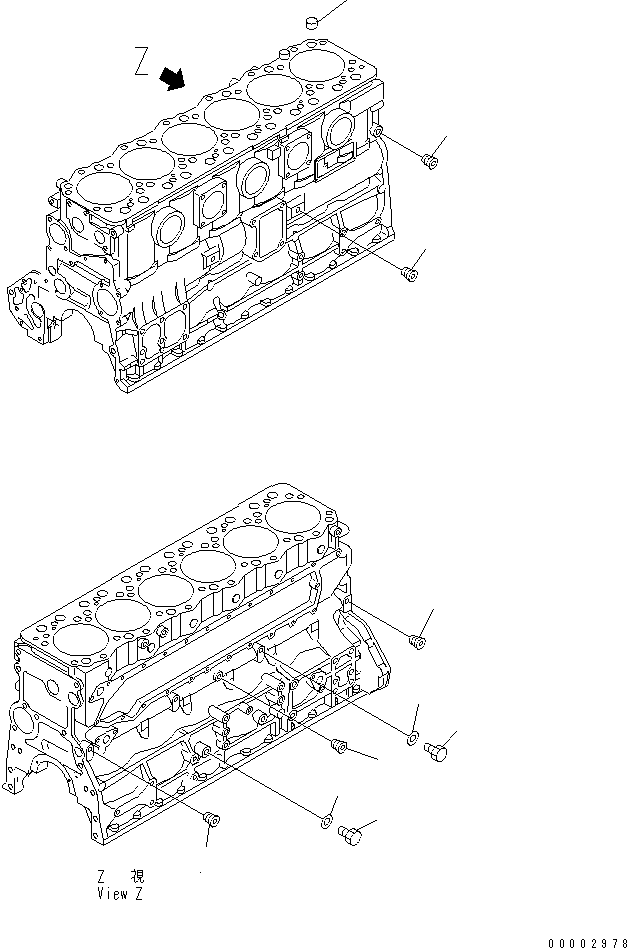 Komatsu parts book diagram for SA6D108-1A-7 S/N 10001-UP: CYLINDER BLOCK MOUNTING(#30194-)