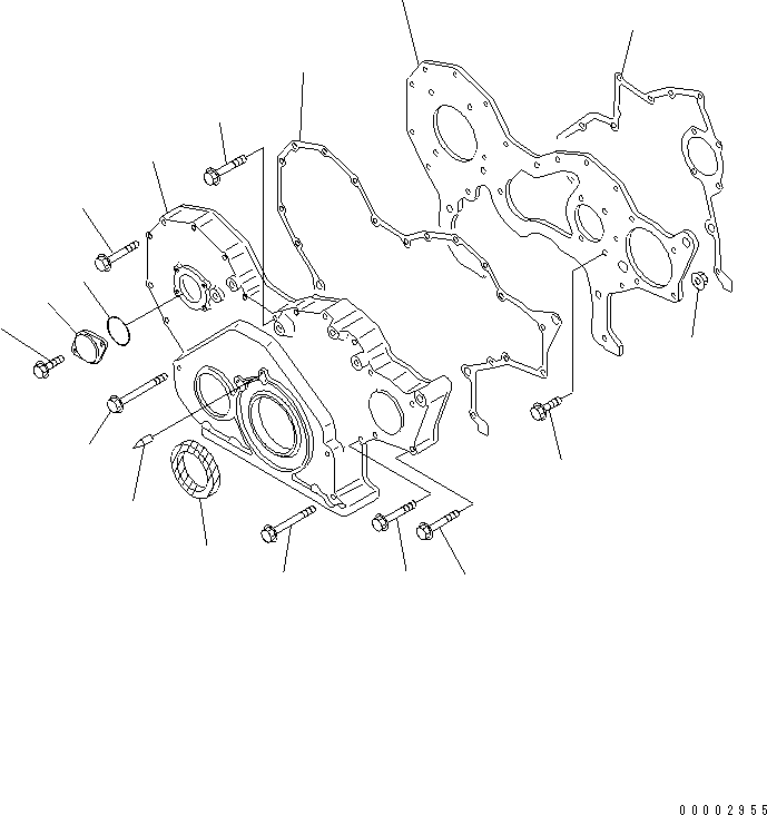 Komatsu parts book diagram for SA6D108-1A-7 S/N 10001-UP: FRONT COVER(#10001-30553)