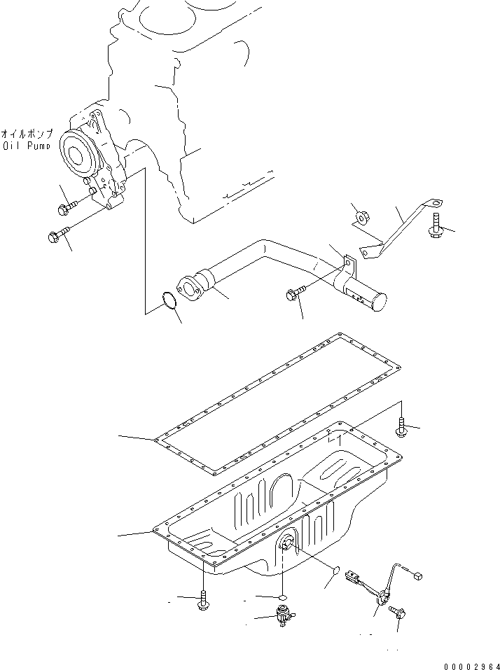 Komatsu parts book diagram for SA6D108-1A-7 S/N 10001-UP: OIL PAN AND SUCTION TUBE (WITH LEVEL SENSOR)(#13108-)